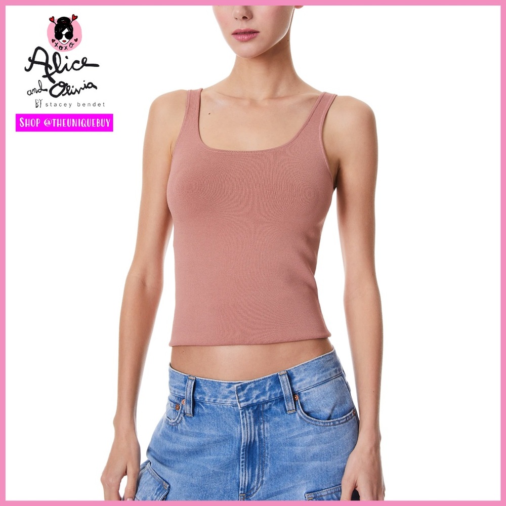 Alice + Olivia Daryn Burnt Rose Fitted Sculpting Tank Top